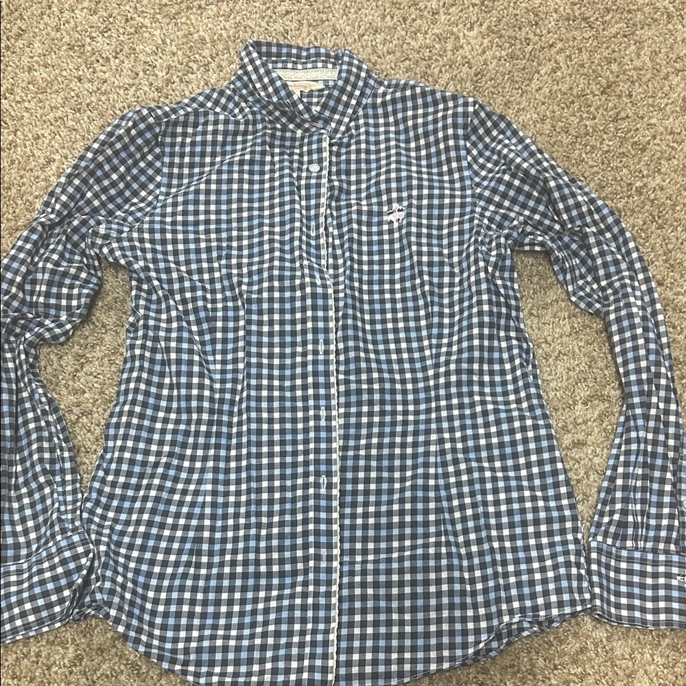 Brooks Brothers Women's Blue Checkered Button Down Shirt